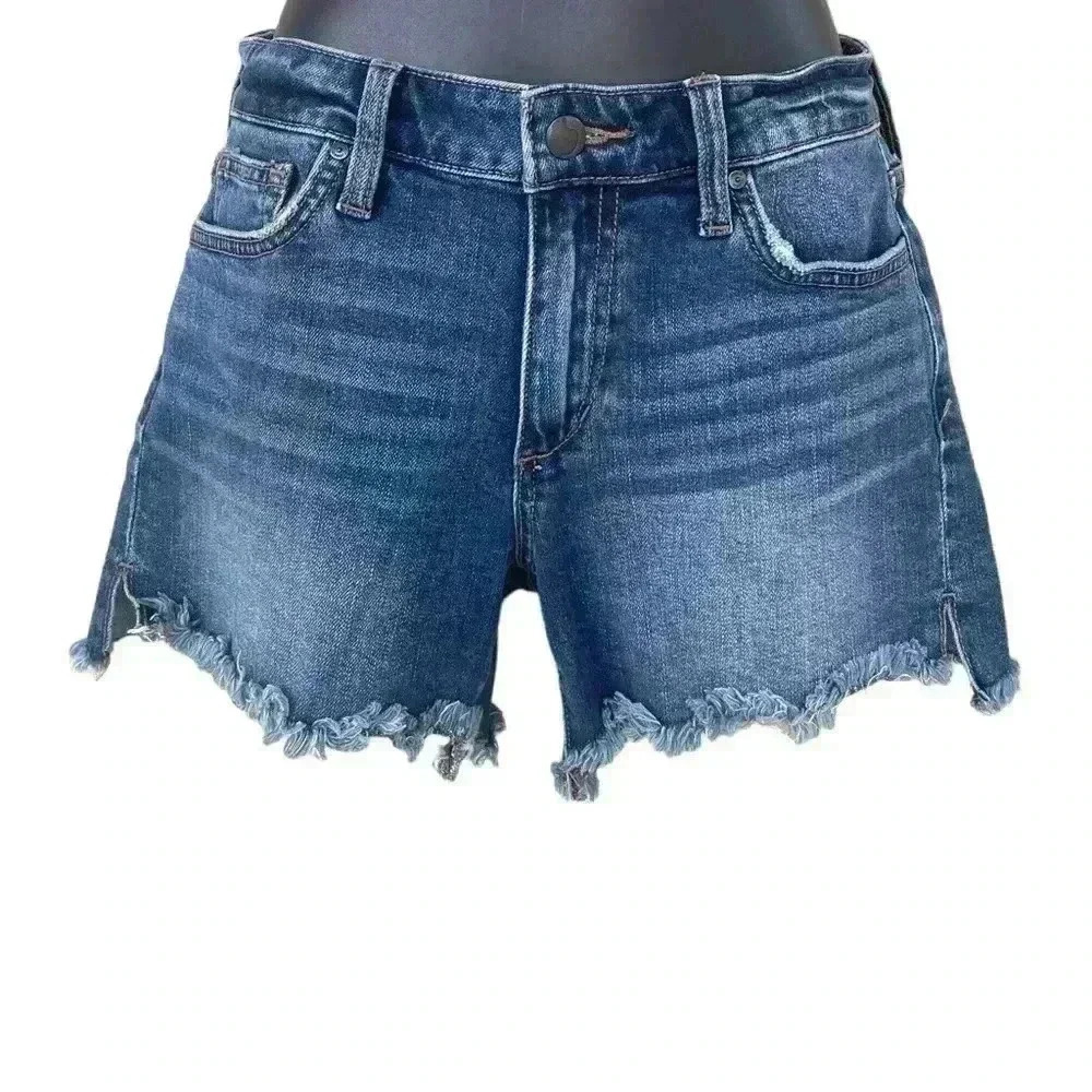 Joe’s women’s denim Jean shorts side slit high low sz 26 in used condition